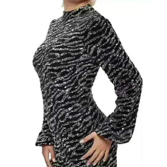 NEW! Guess Women's XS Zoe Sequin Balloon-Sleeve Dress NWT $198 - Picture 4 of 7